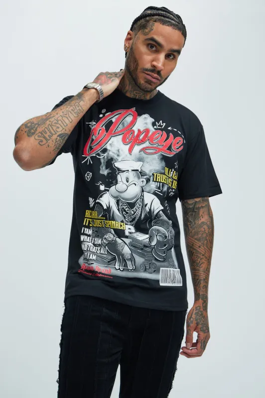 Popeye Pushin P Short Sleeve Tee - Black sold by Fashion Nova