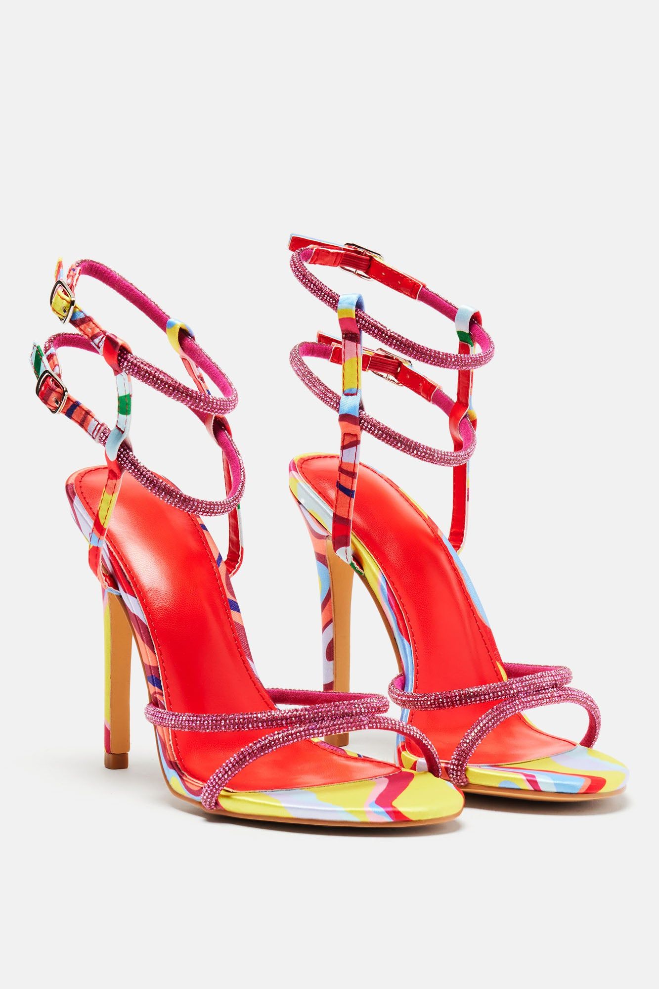 All Day All Night Heeled Sandals - Red/combo sold by Fashion Nova product image thumbnail 2