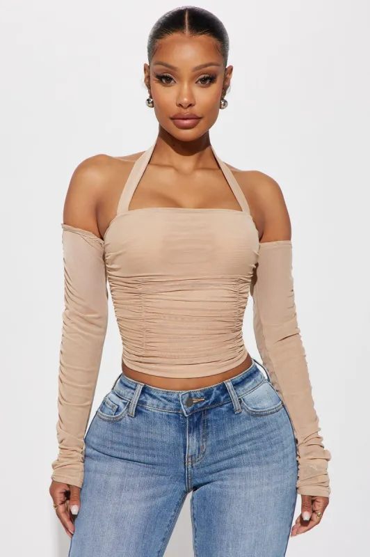 Charlette Mesh Top - Taupe sold by Fashion Nova