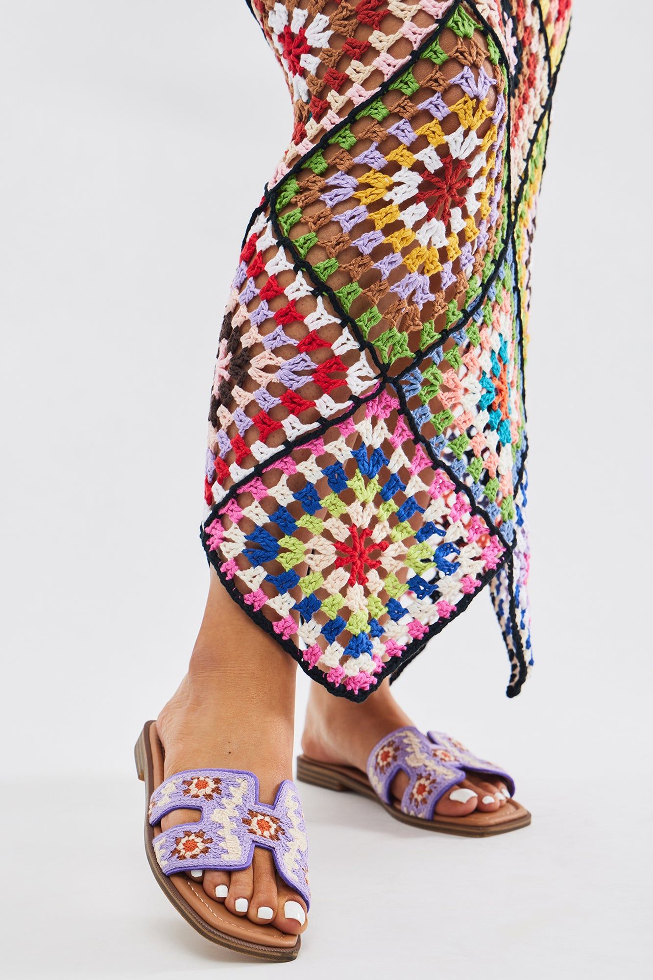 Vacation Is Calling Flat Sandals - Purple/combo sold by Fashion Nova