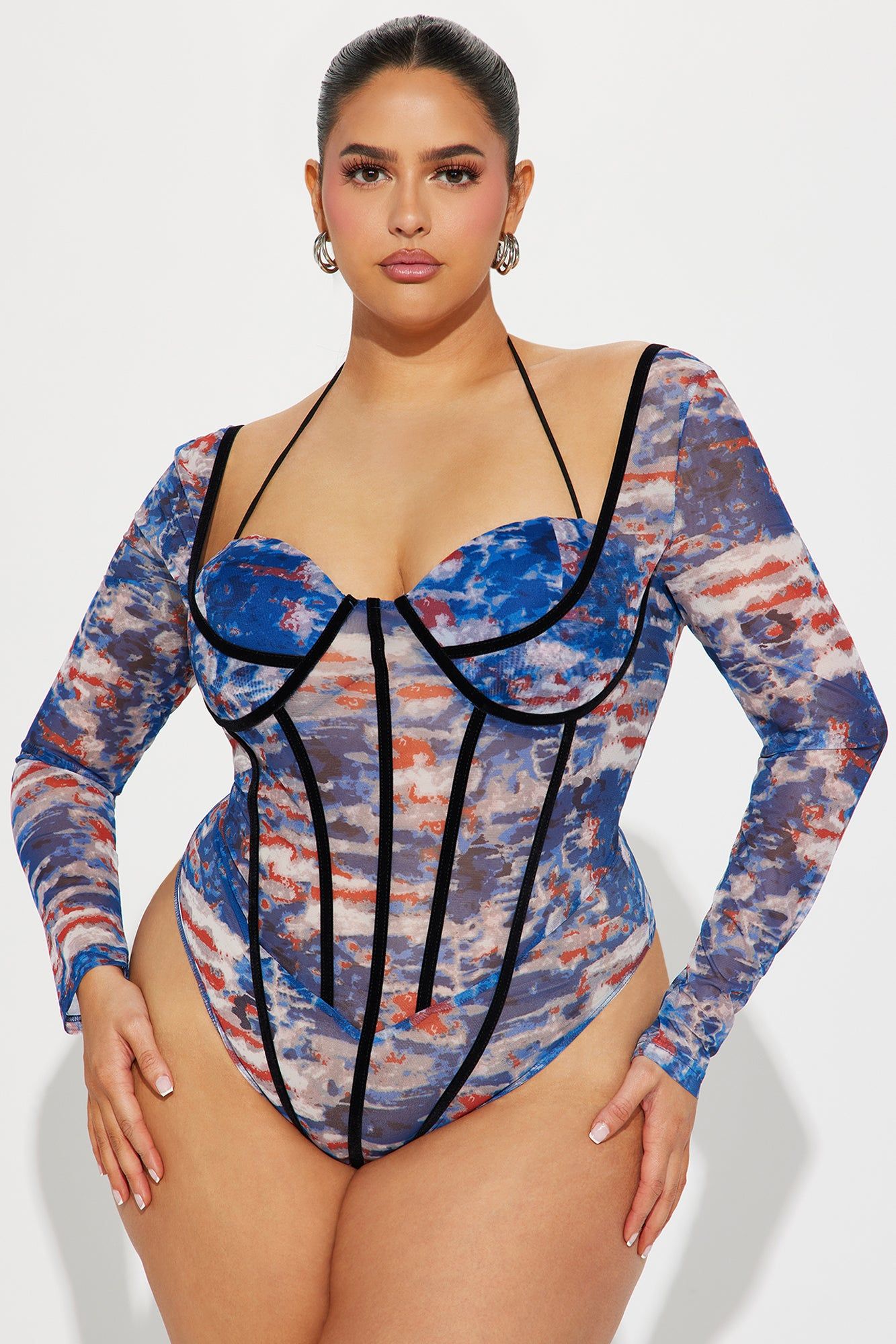 Out Of Touch Mesh Bodysuit - Blue/combo sold by Fashion Nova product image thumbnail 5