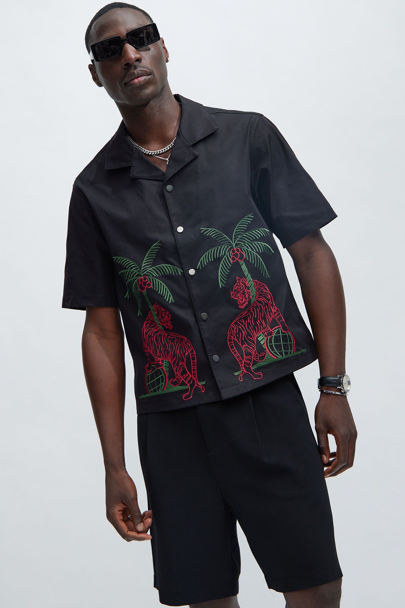 Ferocious Embroidered Shirt - Black sold by Fashion Nova