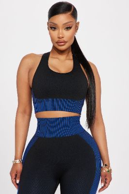 Speed Cycle Seamless Sports Bra - Blue/combo sold by Fashion Nova