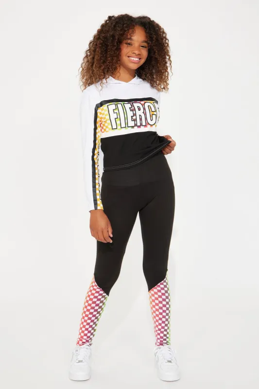 Mini Fiercely Me Knit Jogger Set - Black/combo sold by Fashion Nova