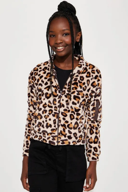 Mini Animal At Heart Plush Jacket - Leopard sold by Fashion Nova