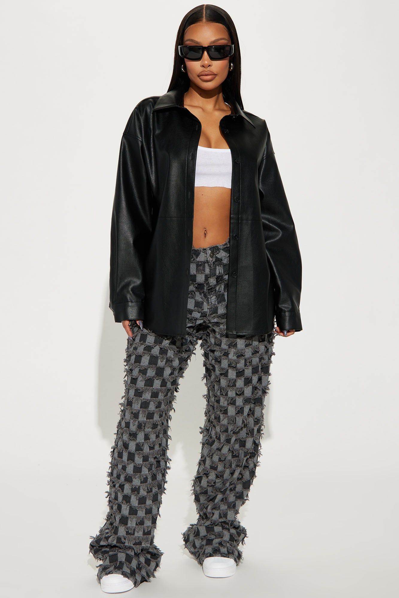 Drive Fast Faux Leather Shirt - Black sold by Fashion Nova product image thumbnail 2