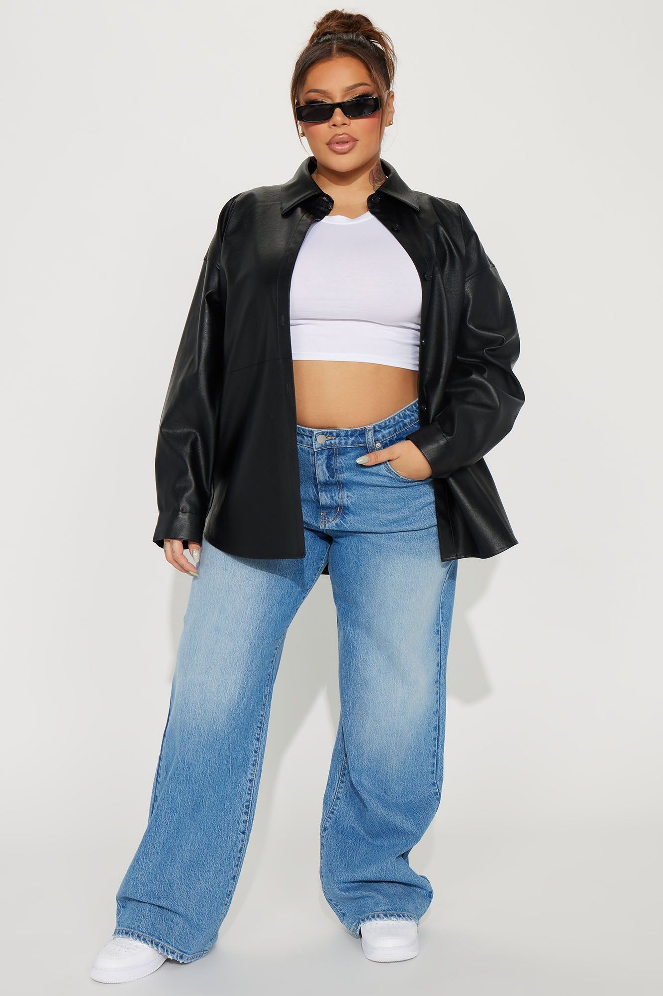 Drive Fast Faux Leather Shirt - Black sold by Fashion Nova product image thumbnail 5
