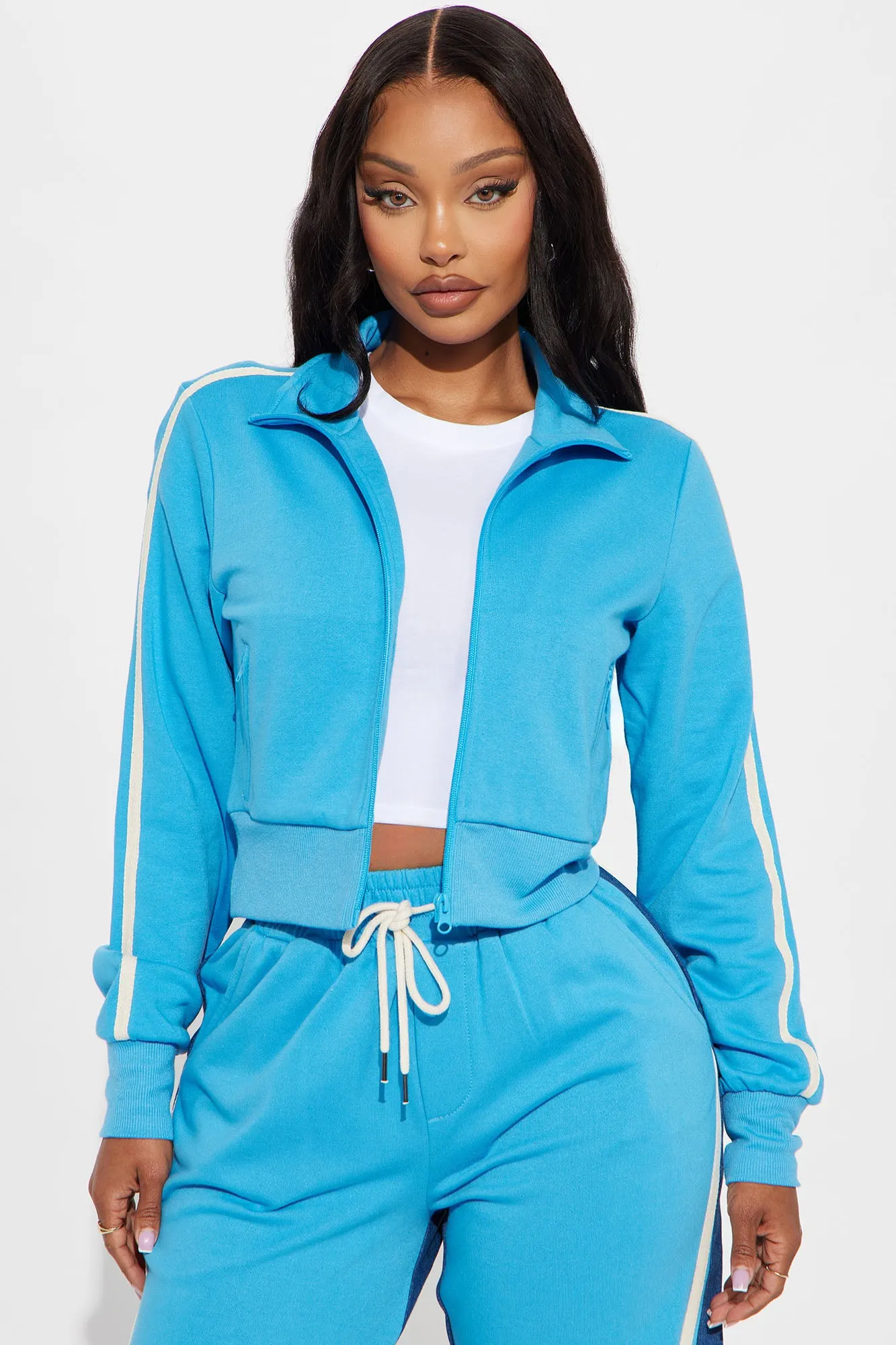 Mya Denim Mix Track Pant Set - Blue sold by Fashion Nova product image thumbnail 2