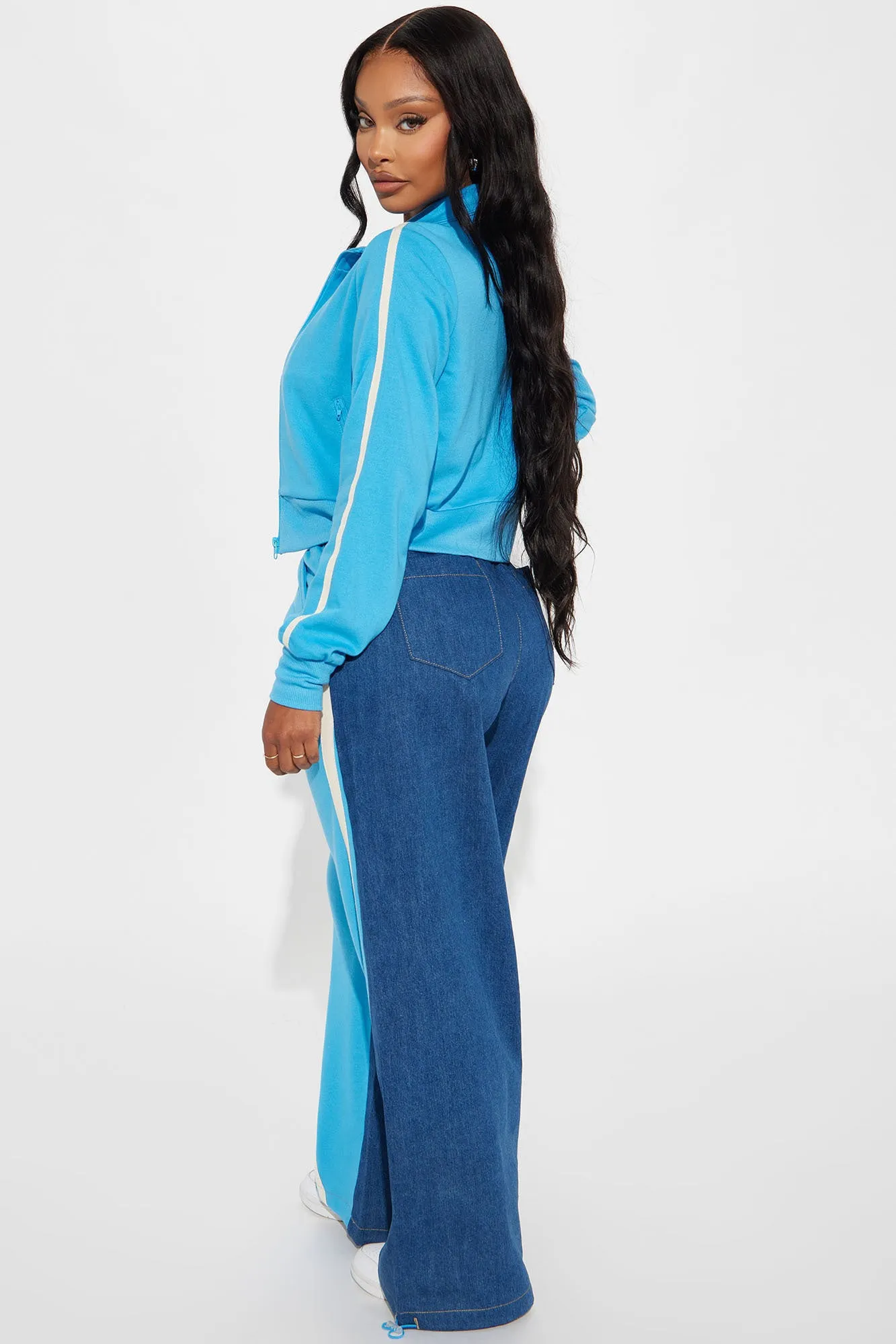 Mya Denim Mix Track Pant Set - Blue sold by Fashion Nova product image thumbnail 3