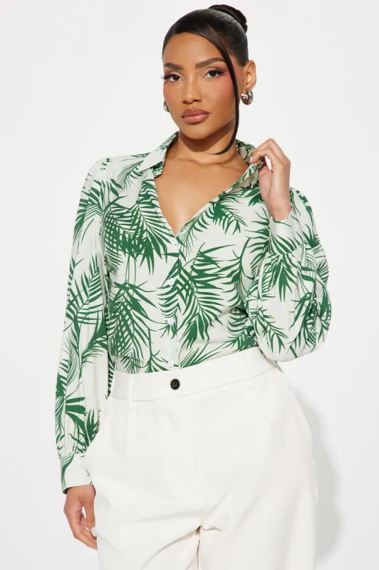 In The Tropics Shirt - Green/combo sold by Fashion Nova