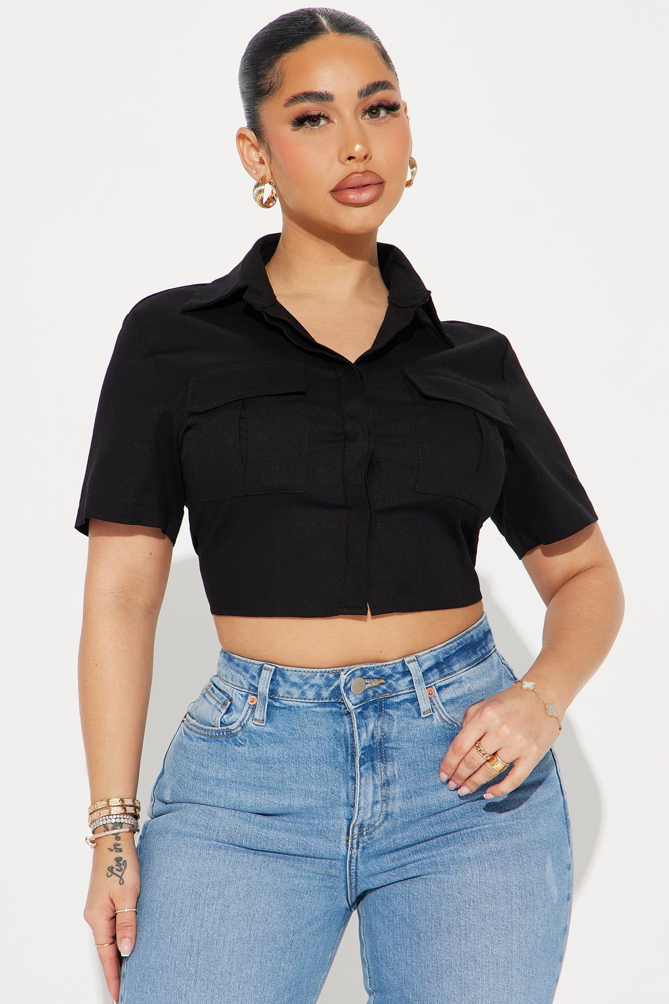 Allegra Linen Shirt - Black sold by Fashion Nova