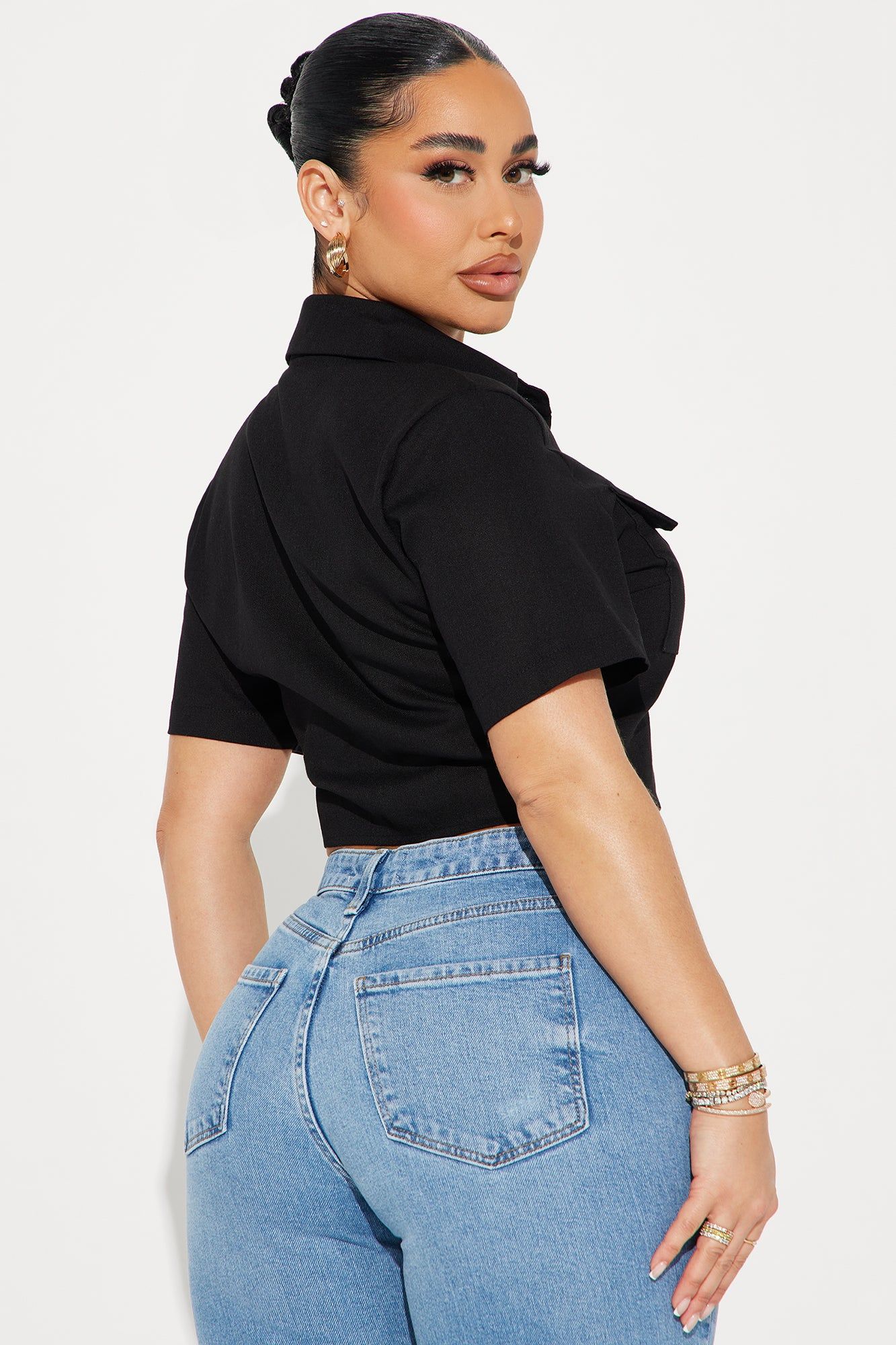 Allegra Linen Shirt - Black sold by Fashion Nova product image thumbnail 3