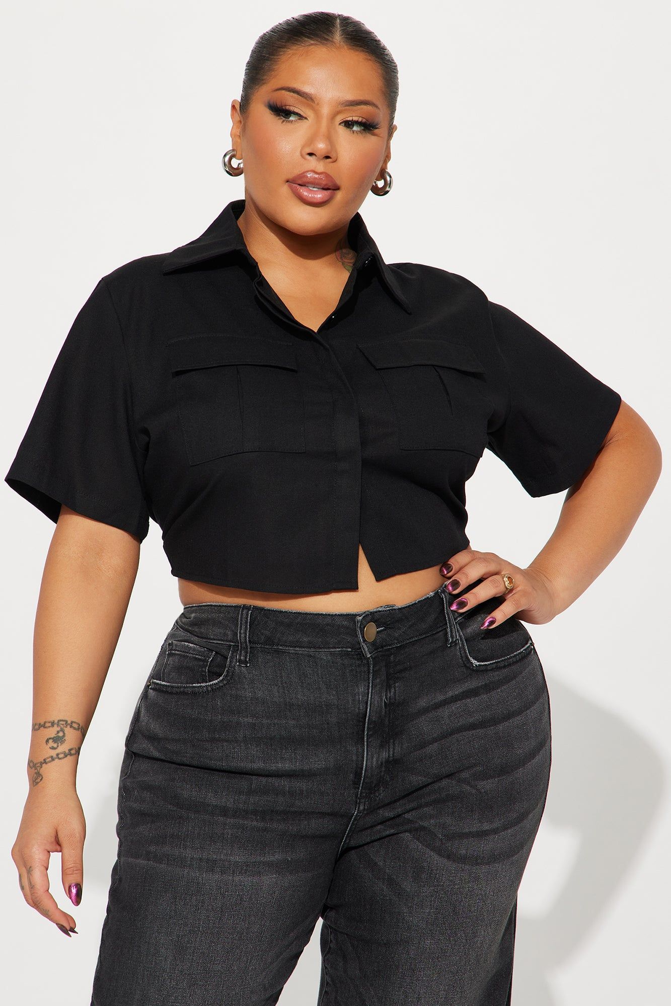 Allegra Linen Shirt - Black sold by Fashion Nova product image thumbnail 4