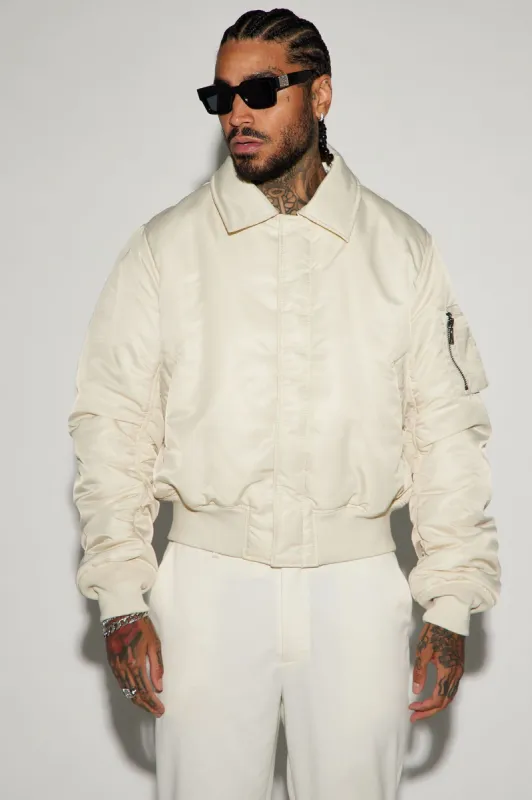 Sweet Spot Collar Bomber Jacket - Off White sold by Fashion Nova