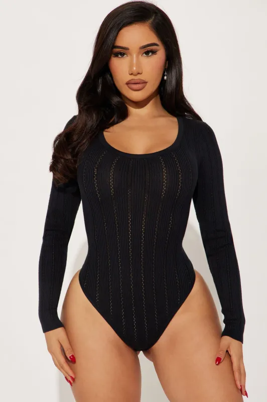 Givin' Favors Ribbed Bodysuit - Black sold by Fashion Nova