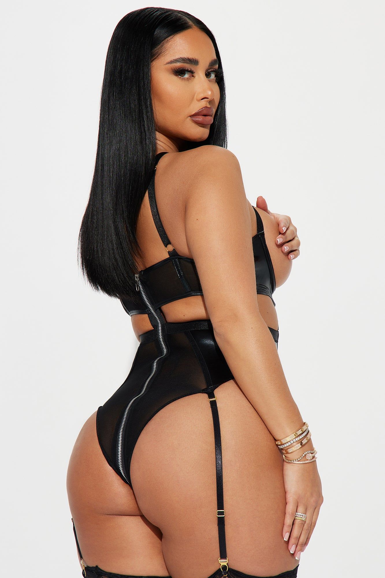 No Attitude Strappy Bondage Bodysuit Teddy - Black sold by Fashion Nova product image thumbnail 3