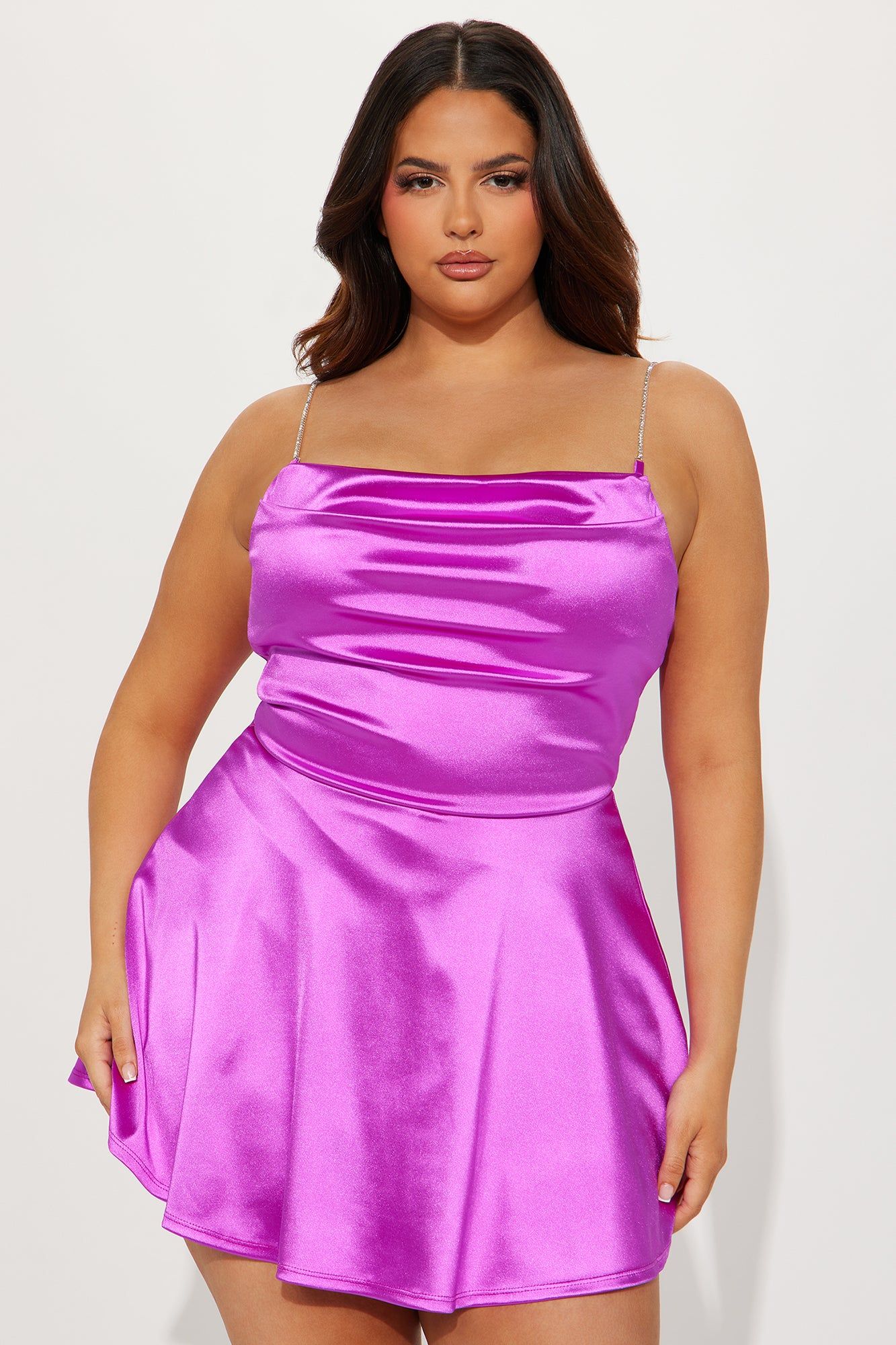Nora Satin Mini Dress - Magenta sold by Fashion Nova product image thumbnail 5