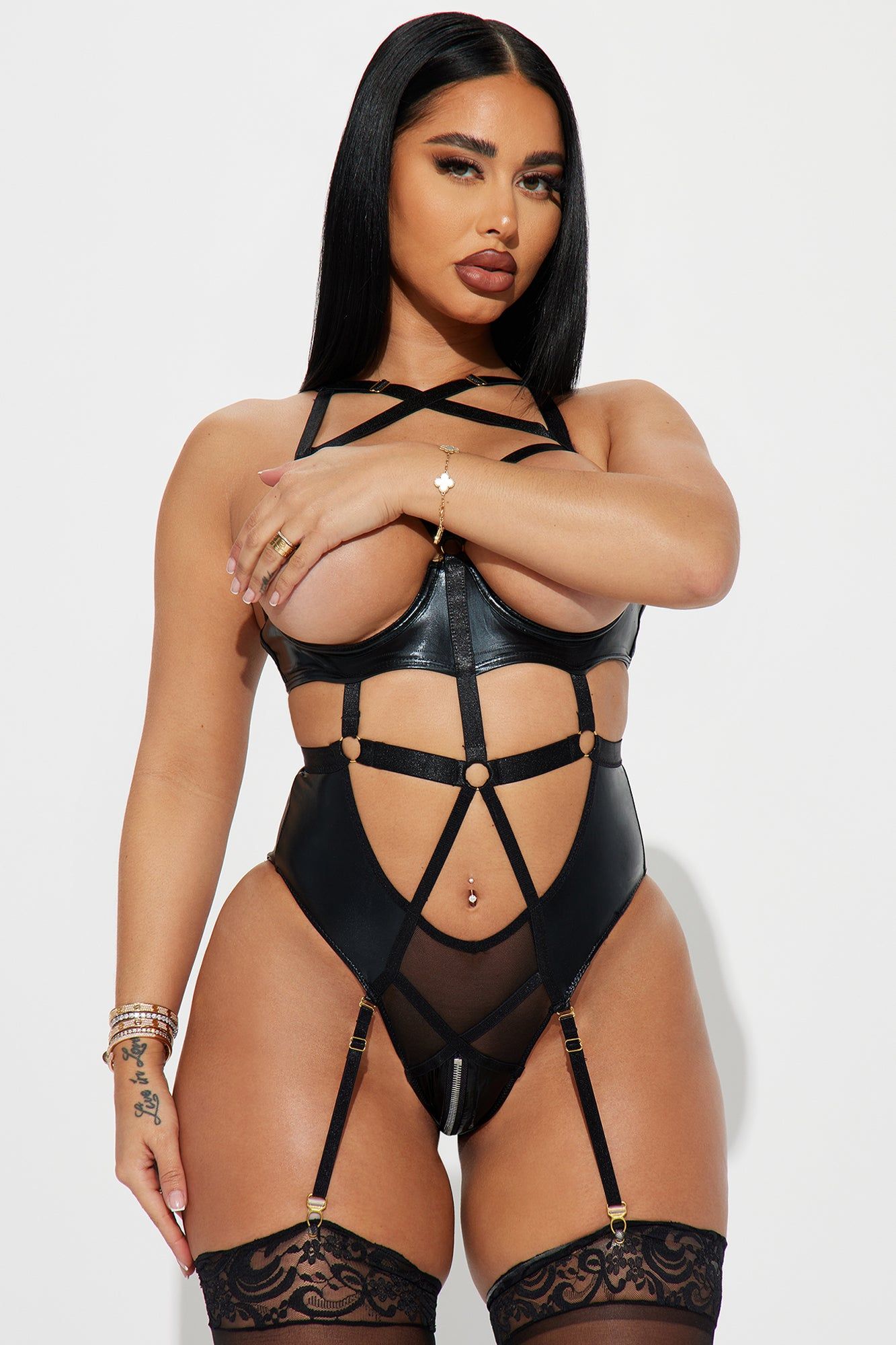 No Attitude Strappy Bondage Bodysuit Teddy - Black sold by Fashion Nova