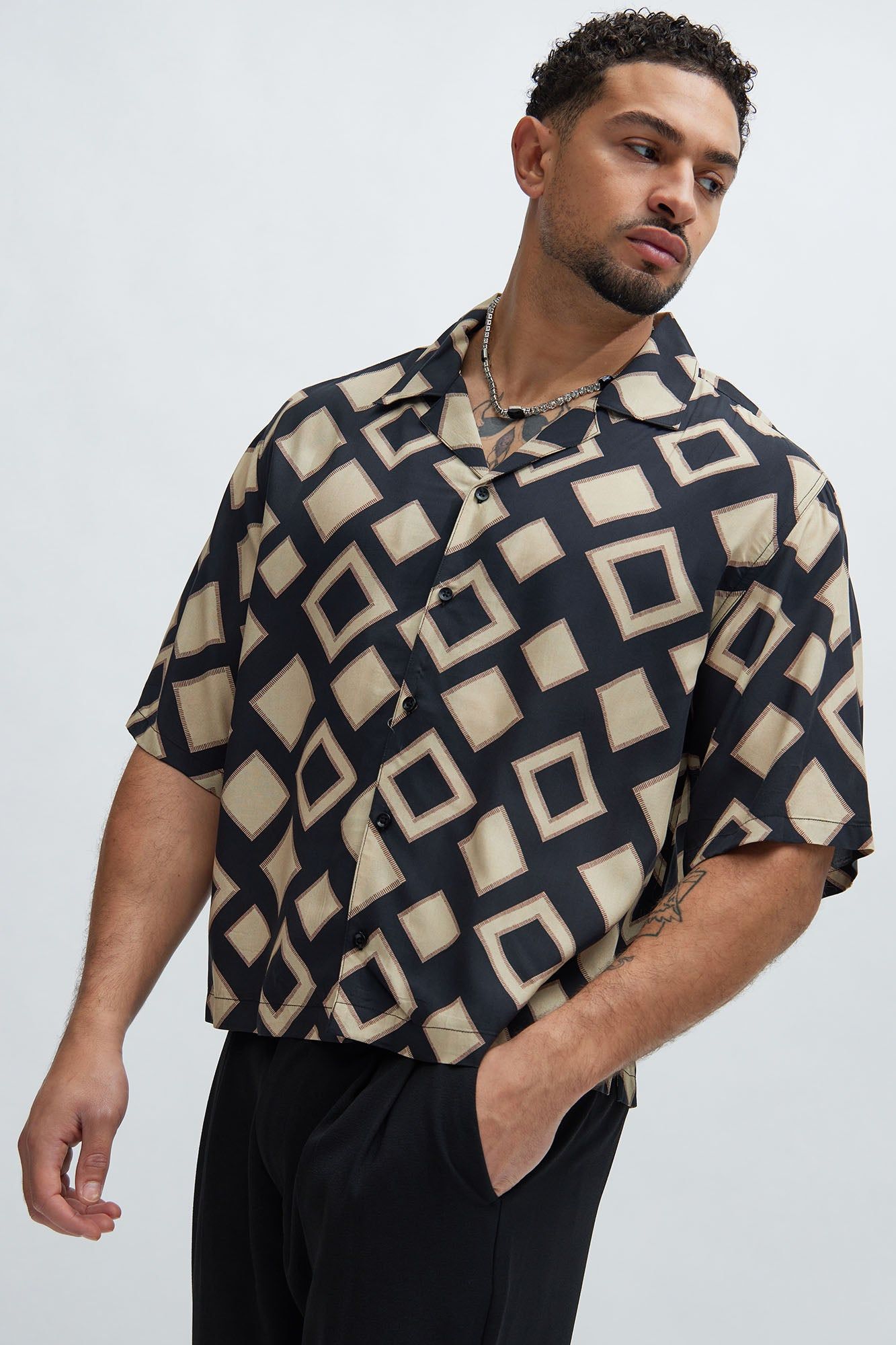 Geo Around Shirt - Black/Brown sold by Fashion Nova