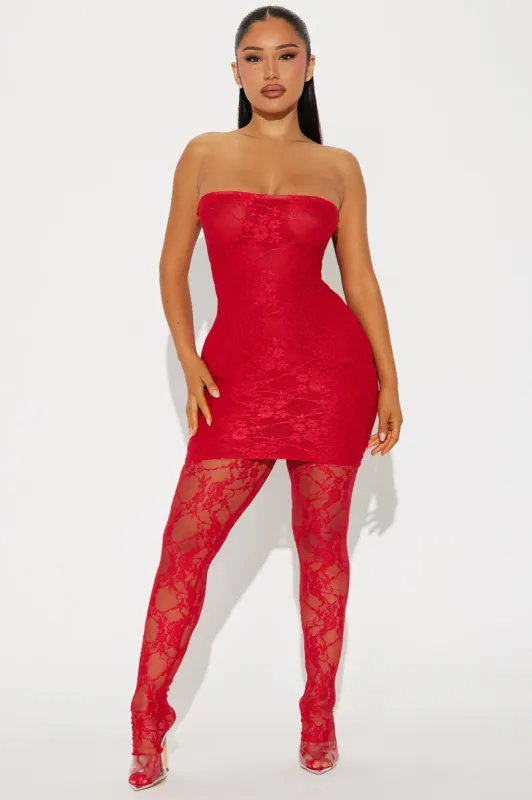 So Lovely Lace Micro Mini Dress Set - Red sold by Fashion Nova