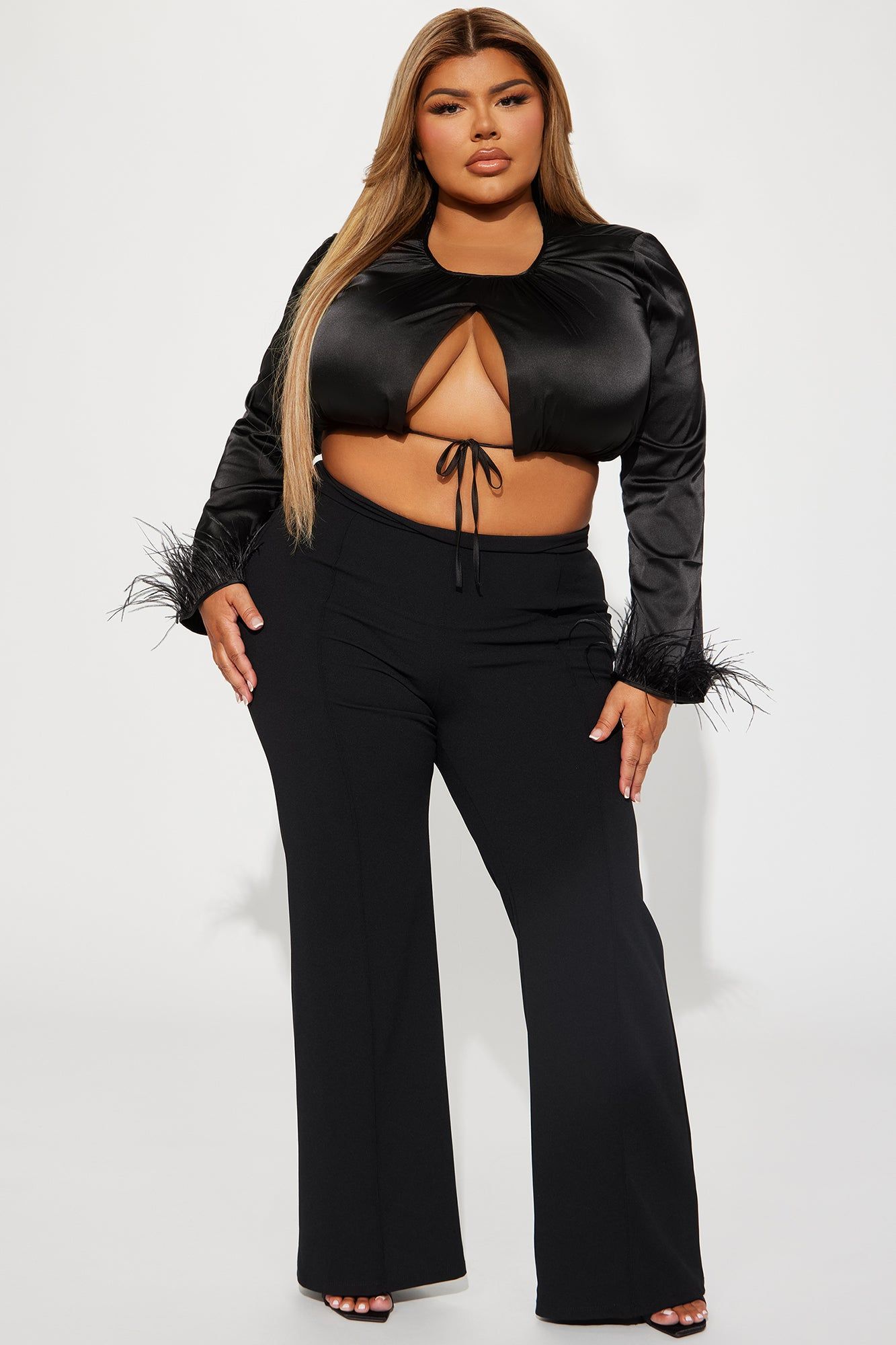 Here To Stay Satin Blouse Top - Black sold by Fashion Nova product image thumbnail 5