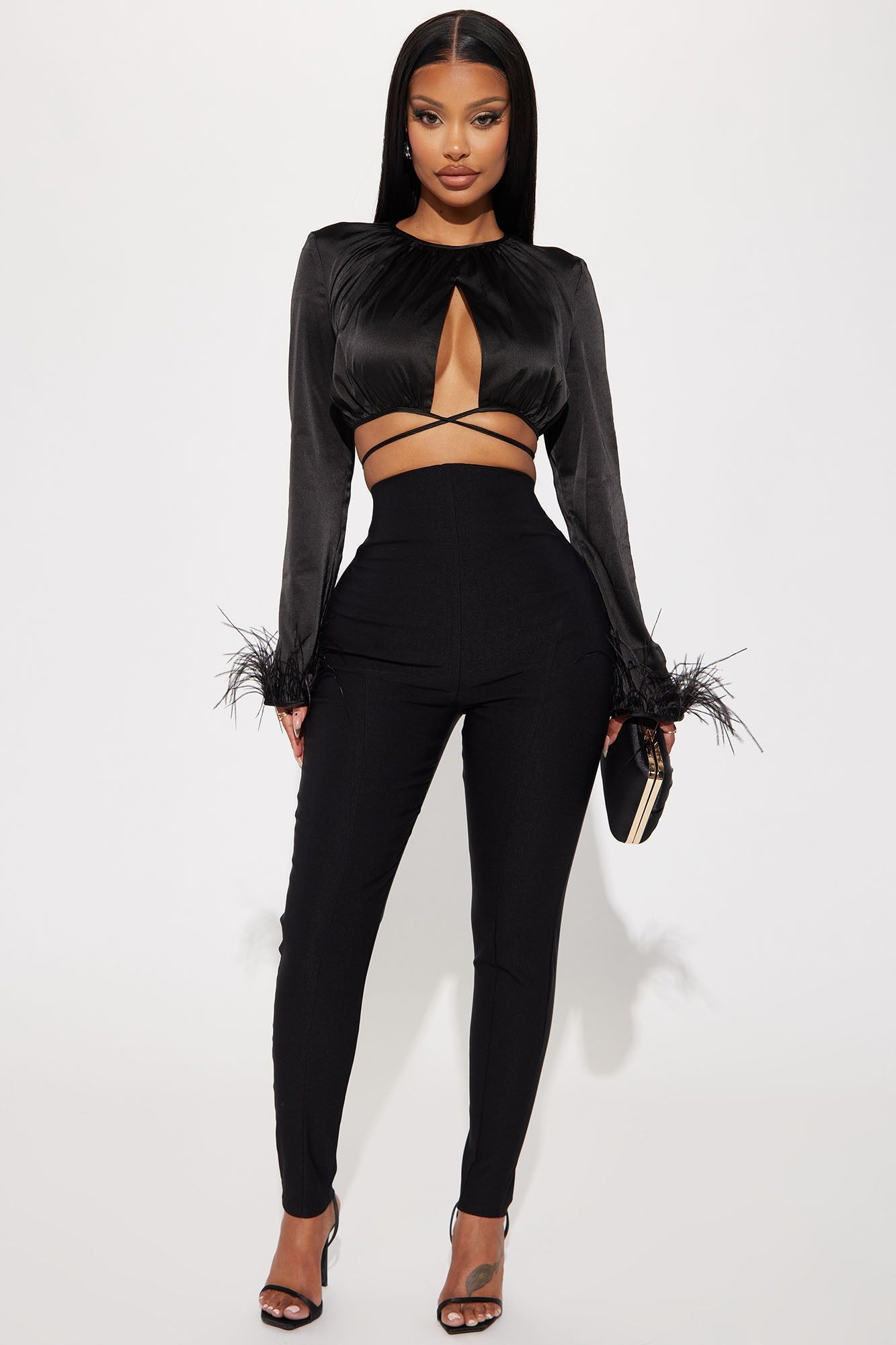 Here To Stay Satin Blouse Top - Black sold by Fashion Nova product image thumbnail 2