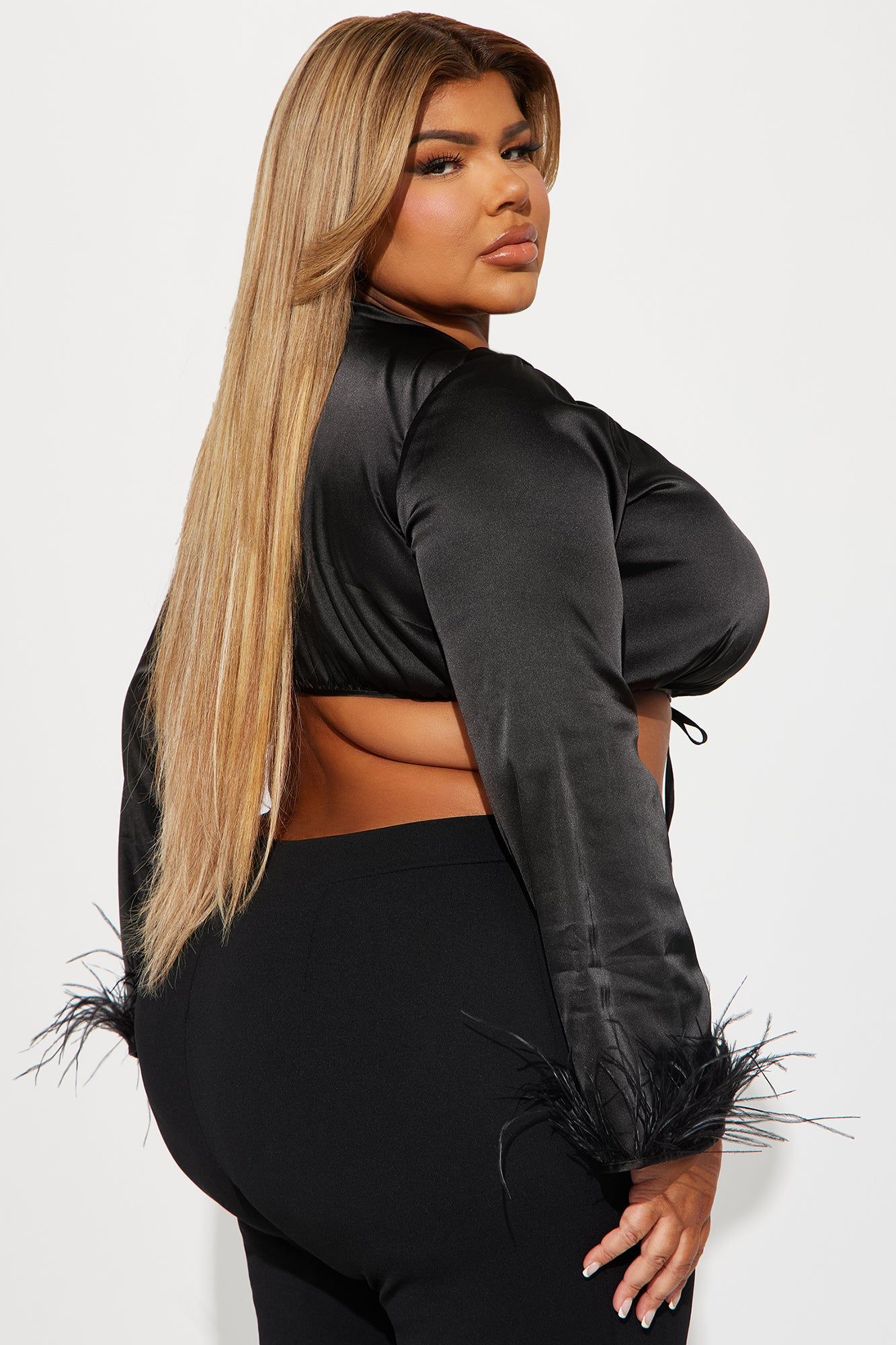 Here To Stay Satin Blouse Top - Black sold by Fashion Nova product image thumbnail 6