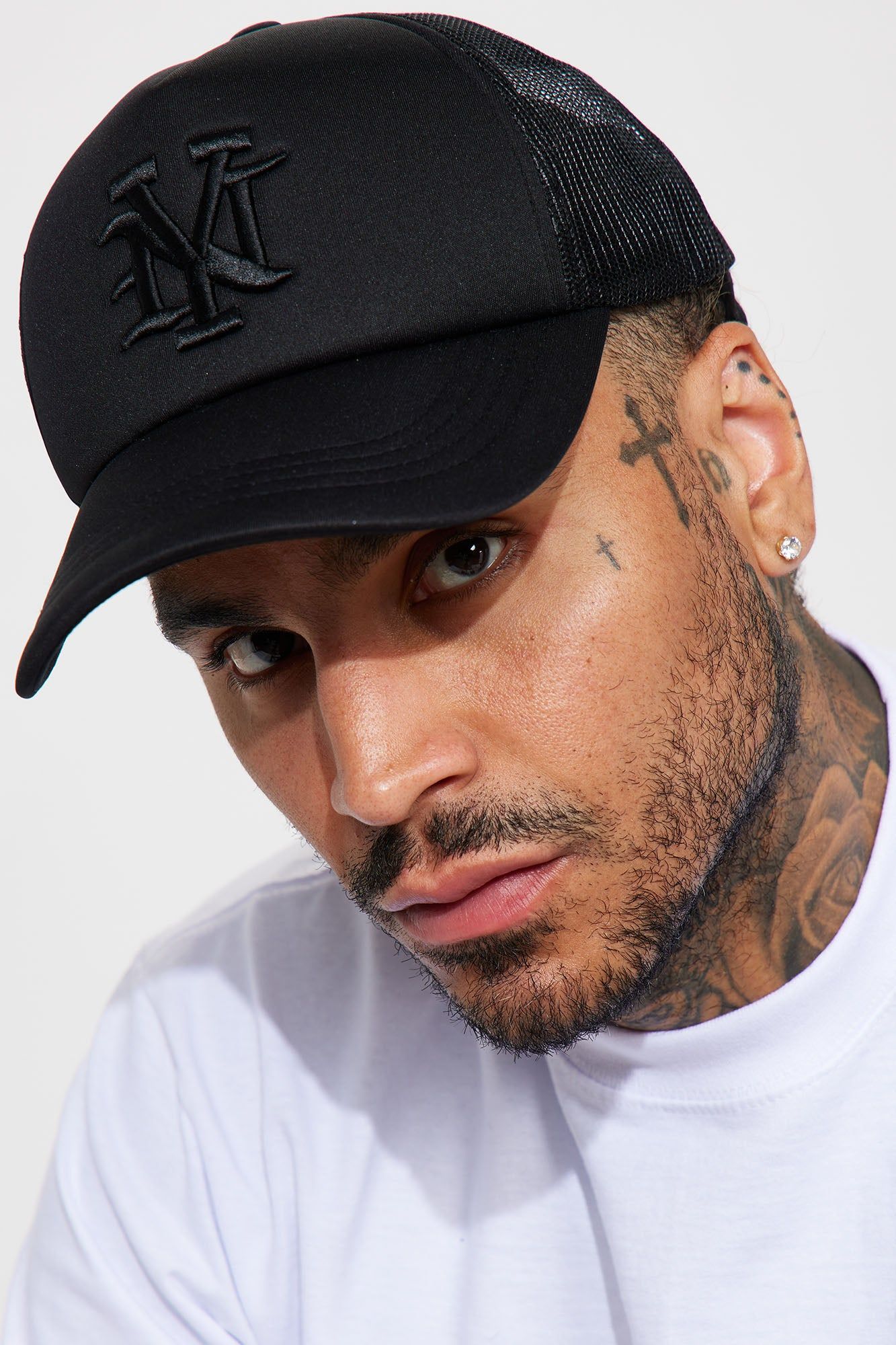 NY Trucker Hat - Black/Black sold by Fashion Nova