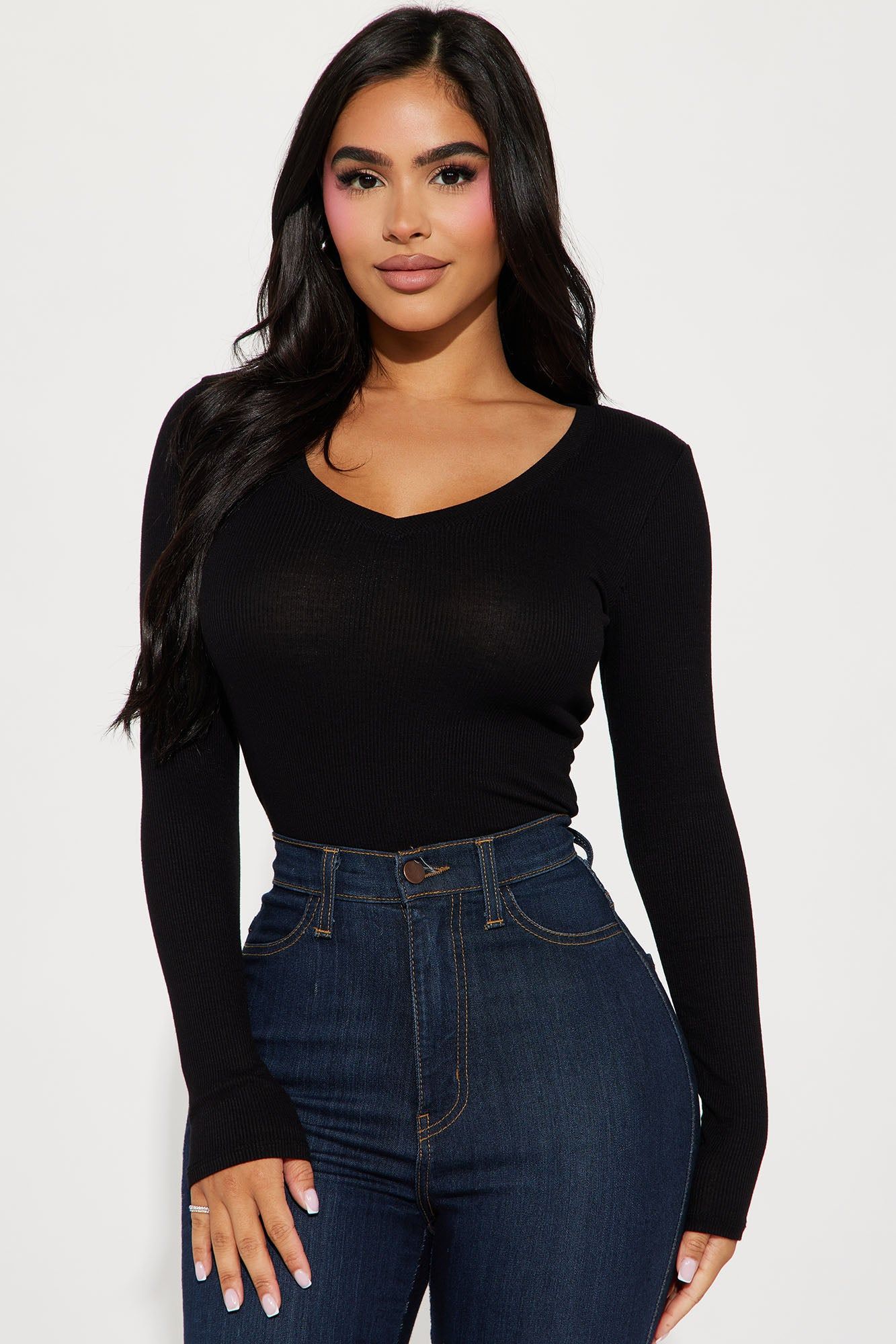 Elana Ribbed Top - Black sold by Fashion Nova