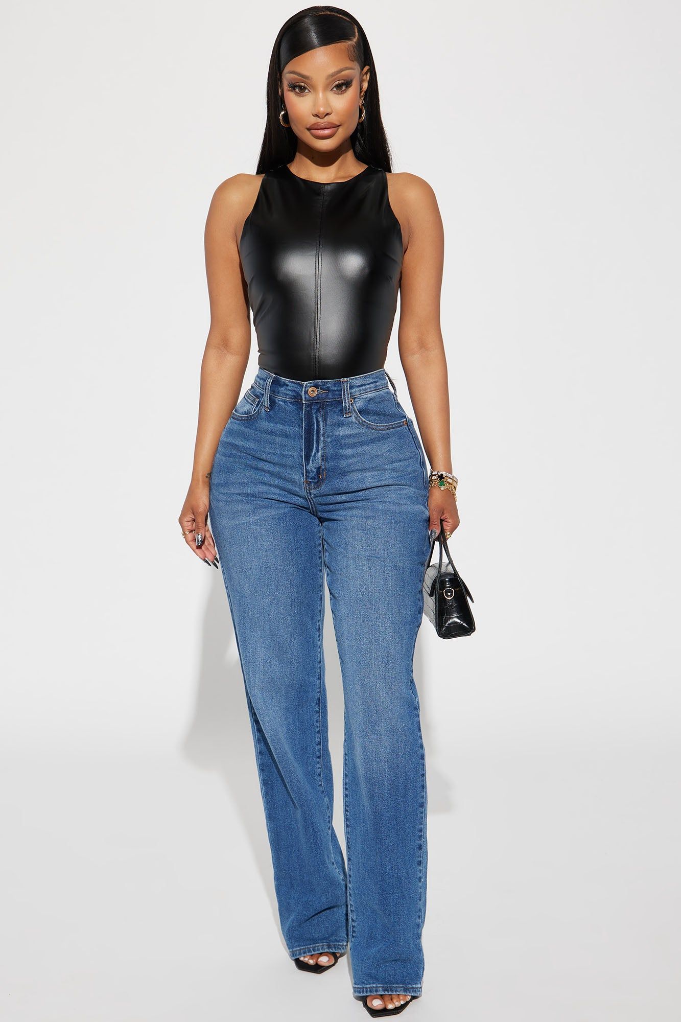 Kimmy Faux Leather Bodysuit - Black sold by Fashion Nova product image thumbnail 2