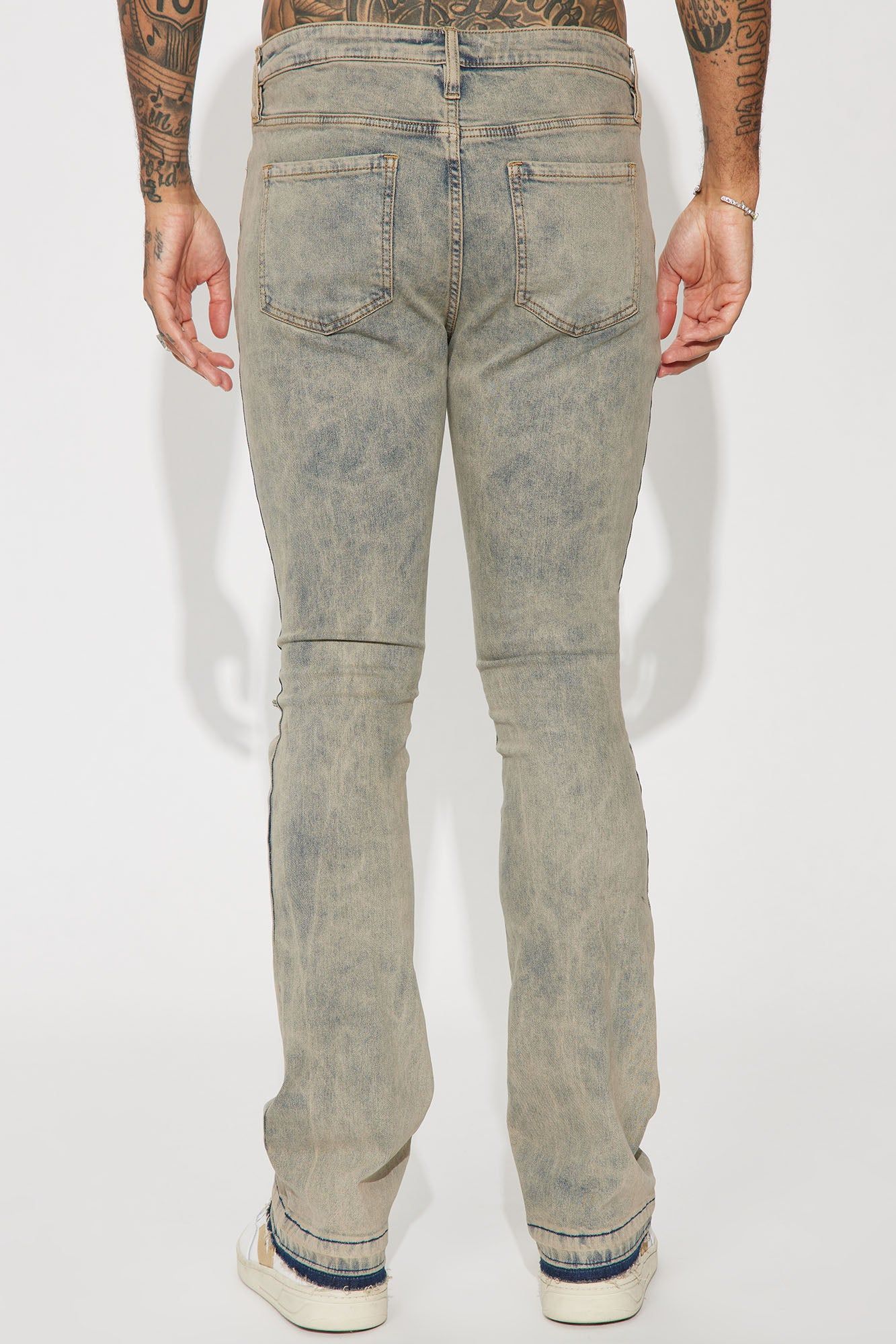 Dive Into It Stacked Skinny Flare Jeans - Stone Blue Wash sold by Fashion Nova product image thumbnail 5