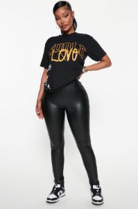 Grab The Check PU Leather Pants - Black sold by Fashion Nova