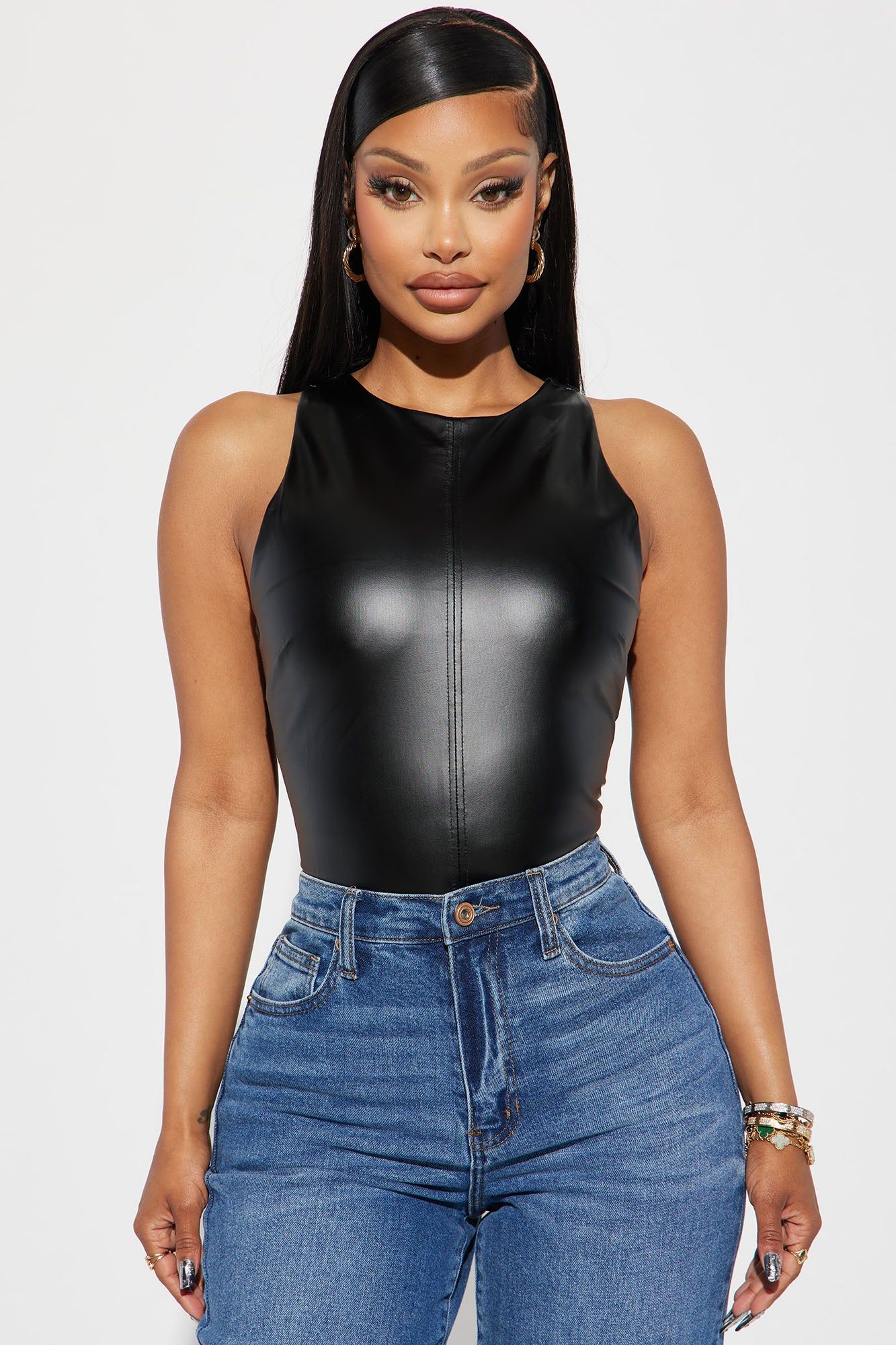 Kimmy Faux Leather Bodysuit - Black sold by Fashion Nova product image thumbnail 3