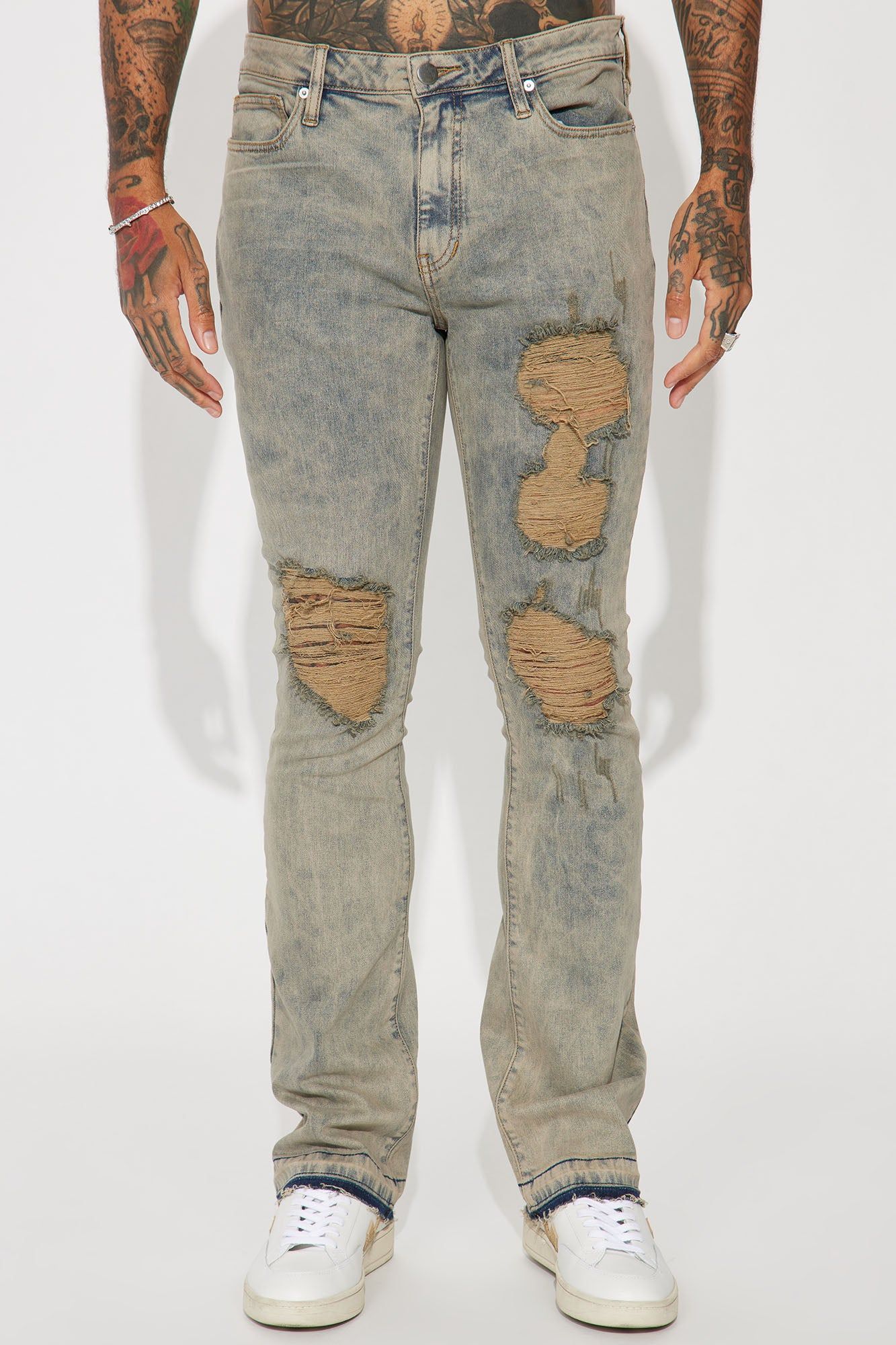 Dive Into It Stacked Skinny Flare Jeans - Stone Blue Wash sold by Fashion Nova product image thumbnail 4