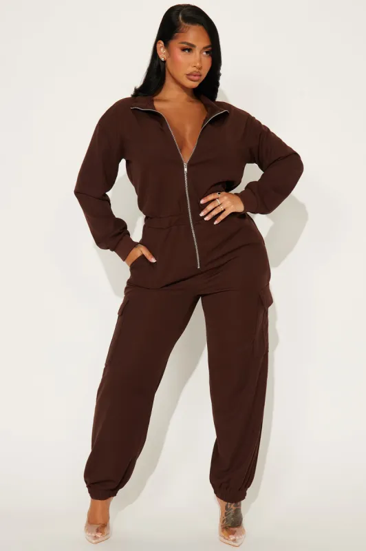 Full Day Off Jumpsuit - Brown sold by Fashion Nova
