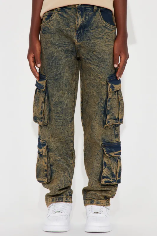 Mini Don't Worry 'Bout Me Denim Jean - Olive sold by Fashion Nova