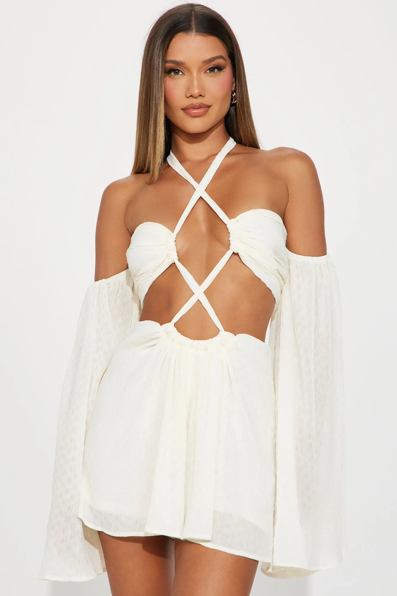 Down For Cabo Romper - Cream sold by Fashion Nova
