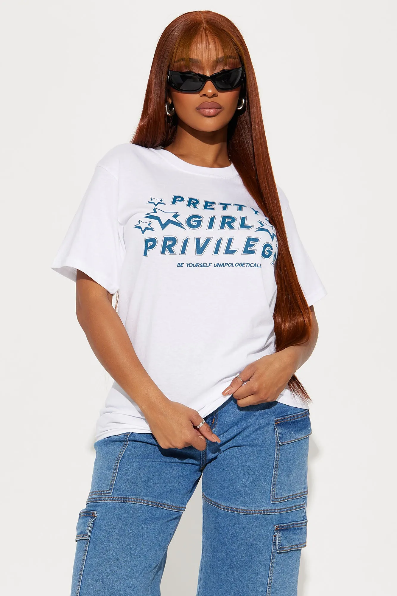 Pretty Girl Privilege Graphic Tee - White sold by Fashion Nova