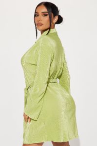 On The Clock Plisse Mini Dress - Chartreuse sold by Fashion Nova