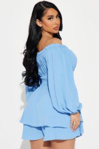 Truly Stunning Romper  - Blue sold by Fashion Nova