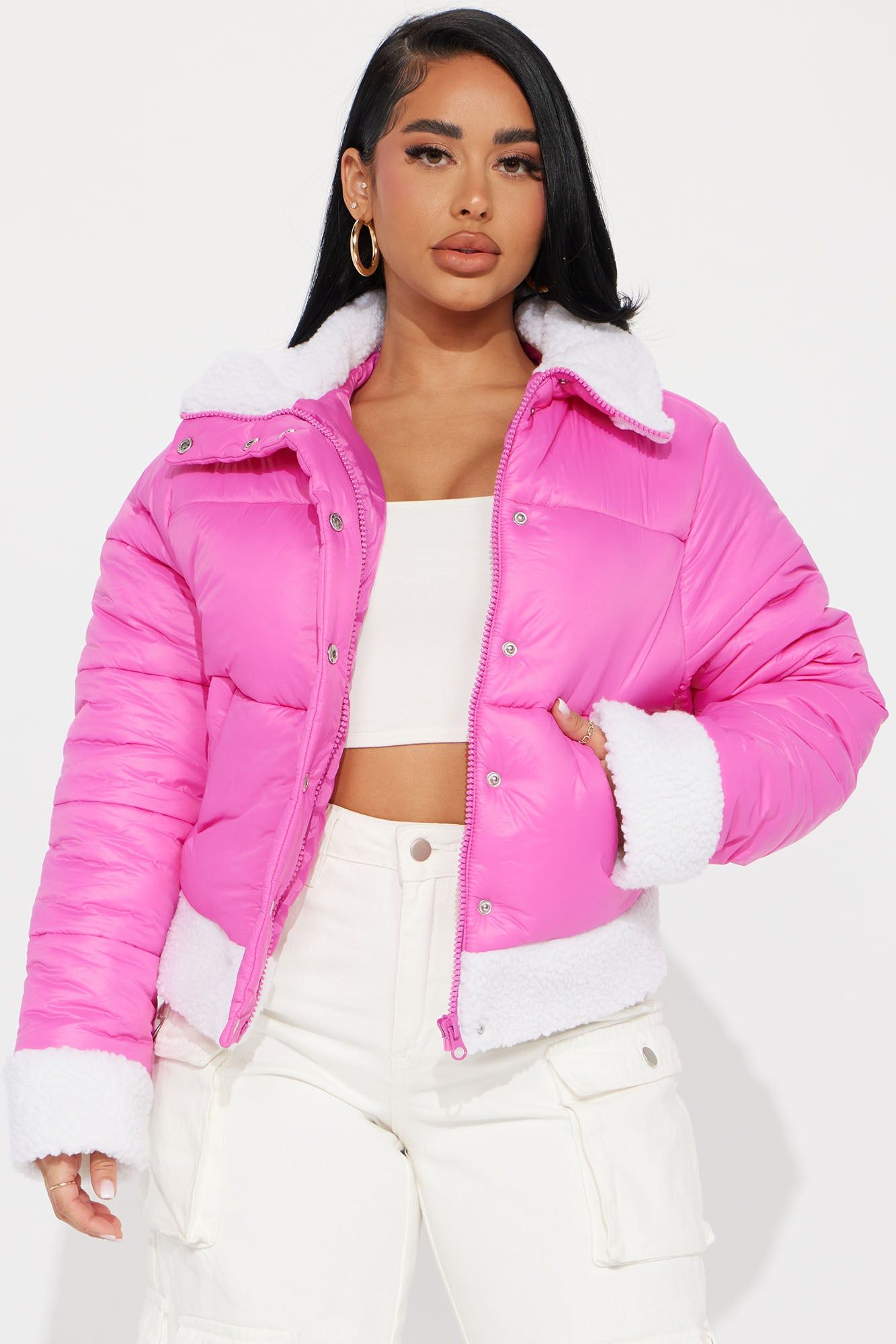 Ain't No Other Puffer Jacket - Fuchsia sold by Fashion Nova