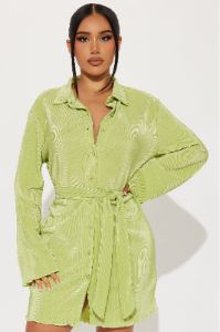 On The Clock Plisse Mini Dress - Chartreuse sold by Fashion Nova