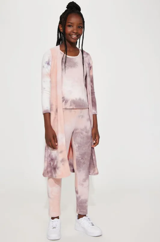 Mini Ari Tie Dye 3 Piece Legging Set - Pink/combo sold by Fashion Nova