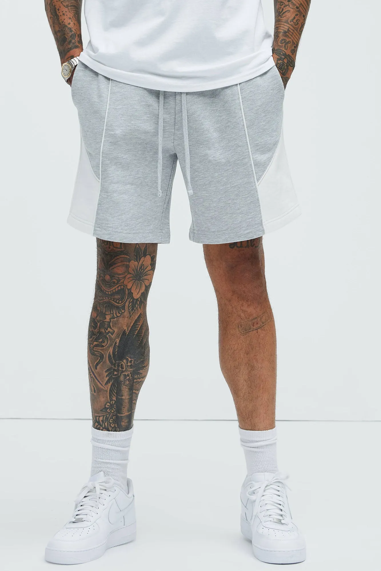 Tyson Pick Me Up Relaxed Shorts - Heather Grey sold by Fashion Nova