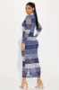 Alia Denim Mesh Maxi Dress - Blue sold by Fashion Nova