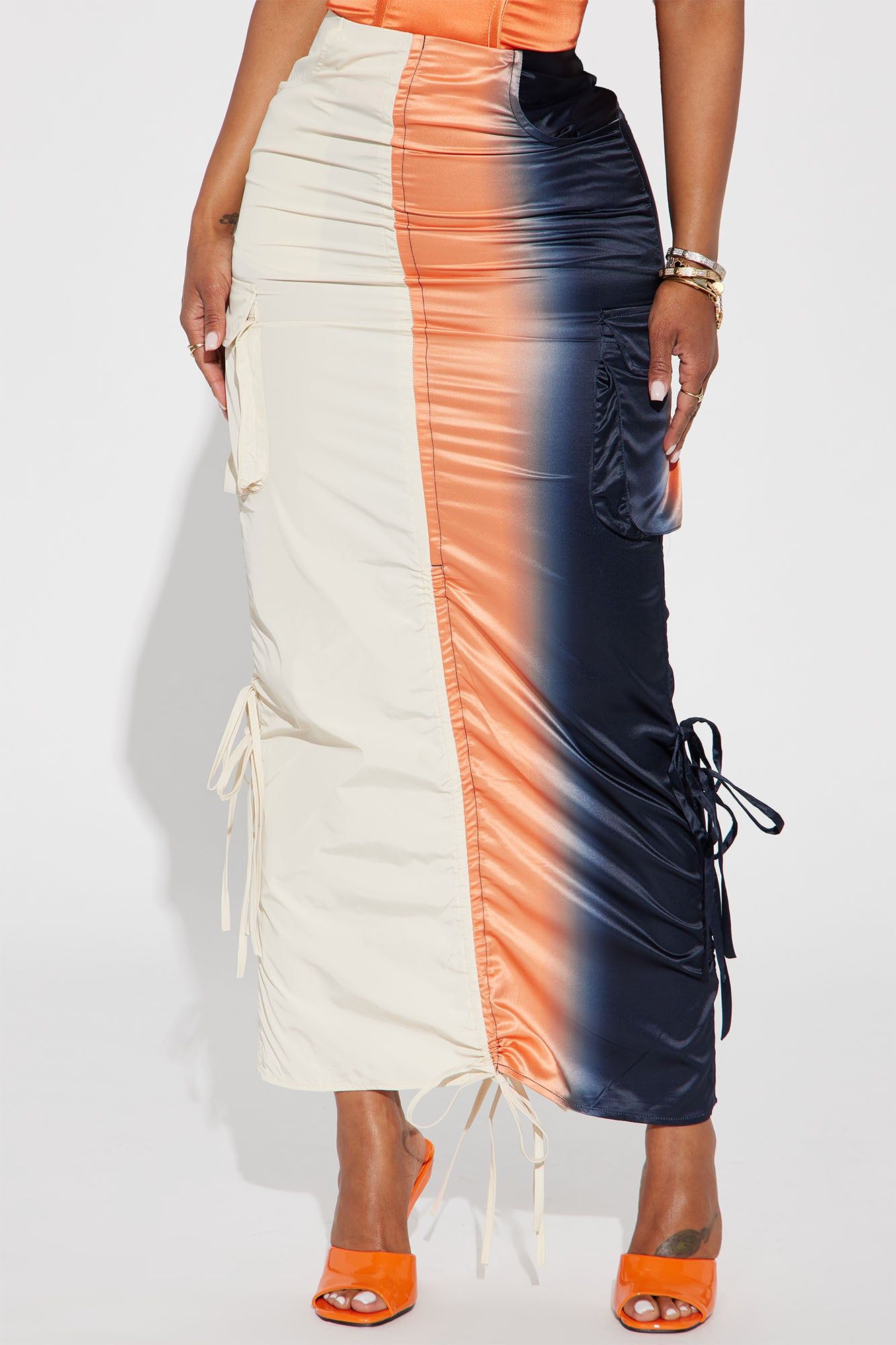 Sunset Lover Ombre Nylon Maxi Skirt - Ivory/combo sold by Fashion Nova product image thumbnail 2