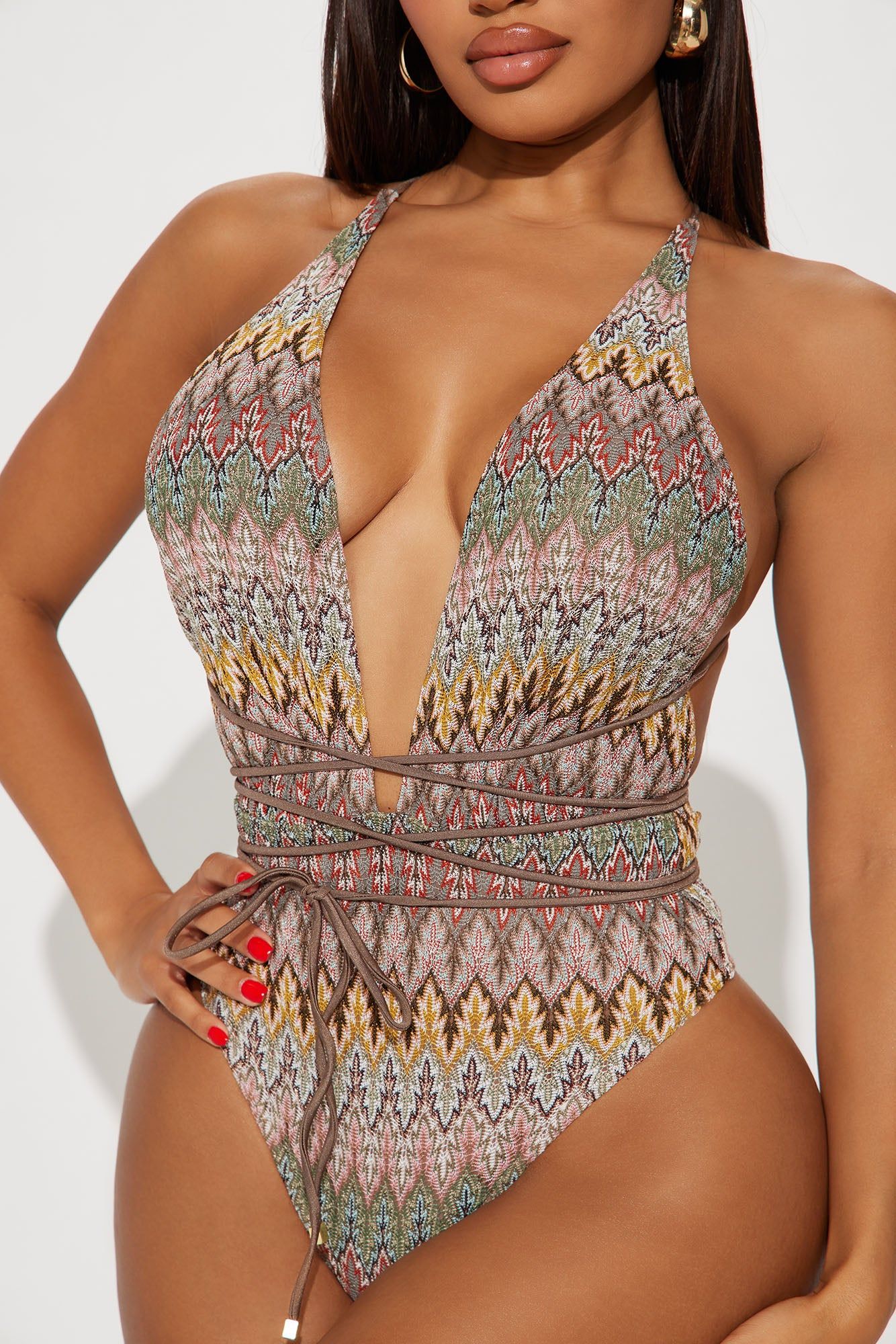 Salt Water Heart 1 Piece Swimsuit - Brown/combo sold by Fashion Nova product image thumbnail 2