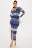 Alia Denim Mesh Maxi Dress - Blue sold by Fashion Nova