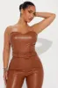 Find Time Faux Leather Jumpsuit - Camel sold by Fashion Nova