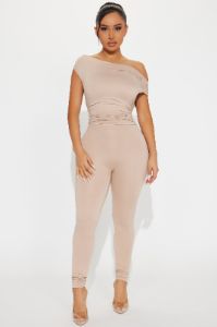 Katie Double Lined Jumpsuit - Mocha sold by Fashion Nova